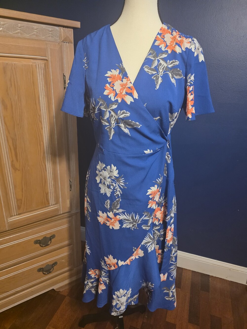 Banana Republic Blue Asymmetrical Sundress with Flutter Sleeves